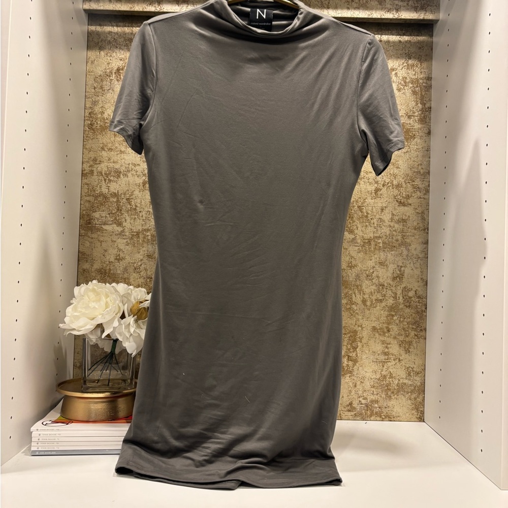 Naked Wardrobe Charcoal High Neck Top